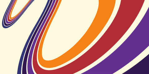 Obraz premium Abstract background of rainbow groovy Wavy Line design in 1970s Hippie Retro style. Vector pattern ready to use for cloth, textile, wrap and other.