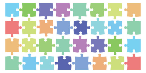 Naklejka premium Jigsaw puzzle piece element shape pattern colorful background business connection solution teamwork education vibrant banner with playful mood