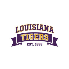 Fototapeta premium Louisiana Tigers Emblem: A vintage-inspired logo design that proudly displays the iconic team name and establishment year. 