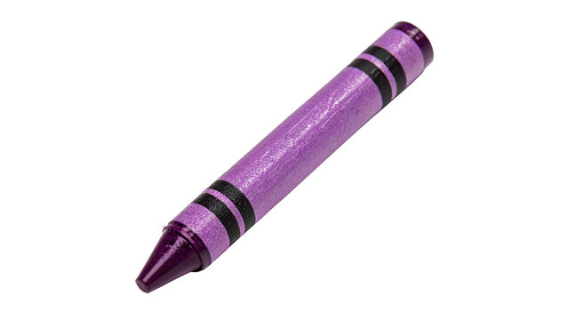 Purple crayon isolated on transparent background cut out