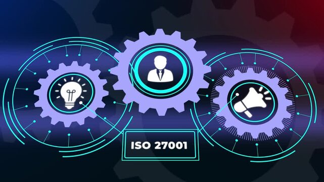 ISO 27001 information security management system compliance concept. Business, Technology, Internet and network concept.