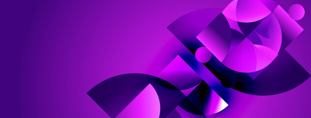 Obraz premium Abstract purple design features overlapping circles, curves, gradients. Modern, dynamic composition creates visual interest.
