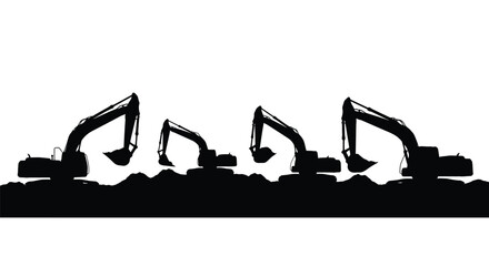 Construction equipment arranged like musical notes a striking silhouette © Taylor