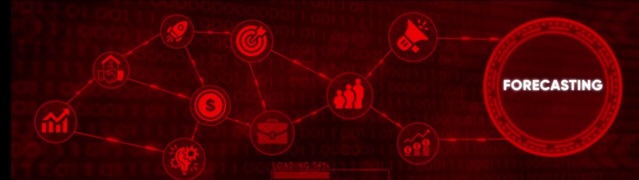 Abstract digital network connecting business icons on binary code background motion