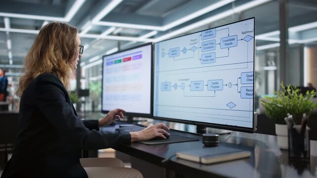 Woman Editing Business Process Diagram