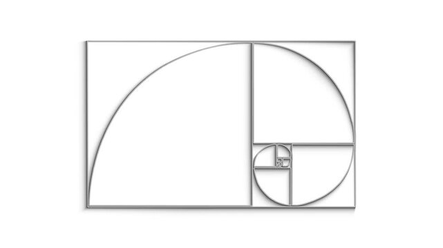 Fibonacci sequence spiral geometric pattern golden ratio mathematical symbol white background