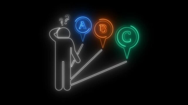 Neon Person Pondering Choices A B C Decision Making Concept question