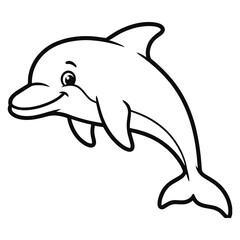 Obraz premium Smiling dolphin jumping out of water in playful motion