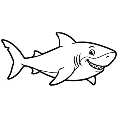 Friendly cartoon shark swimming with a happy smile
