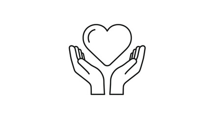 Obraz premium Hands cradling a heart shape a minimalist line art silhouette