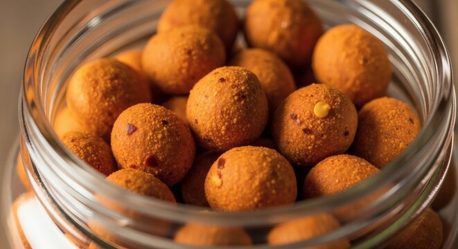 Spicy Crunch Peanut Balls in Glass JarA Culinary Adventure.