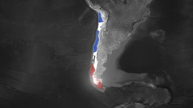 Chile Country Location Highlight on World Map Cinematic Zoom 4k animation video