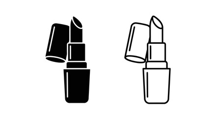 Lipstick and lip gloss set, minimalist cosmetic illustration, beauty makeup design Vector