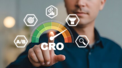 Fototapeta premium CRO Meter Shows Conversion Rate Optimization Progress