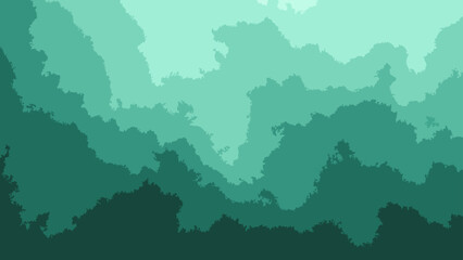 Obraz premium Vector Abstract layered shades of green creating a scenic mountain and landscape view. evoking nature's grandness. Suitable for backgrounds and artistic creations. 