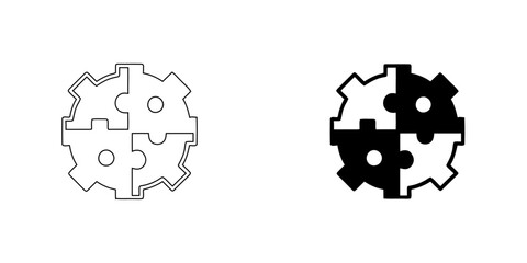 Gear Settings Line Icons &ndash; Cogwheel System Configuration Outline Vector