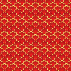 Traditional chinese fish scale seamless pattern. Red golden asian sea wave luxury ornament. Oriental, japanese background. Eastern vector motif. Template for cards, banner, poster and calendar. © Quarta