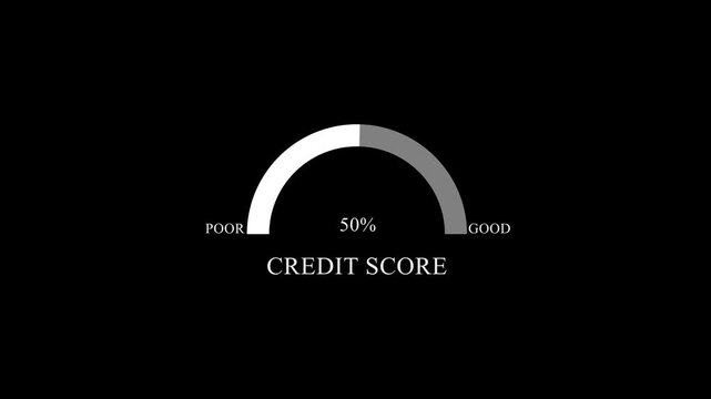High Credit Score 100 Percent Achievement Gauge Meter for Financial Success and Loan Eligibility Concept on Black Background.