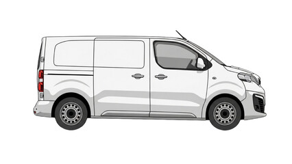 Detailed vehicle autocad blueprint of a modern van in profile view showcasing its sleek design and technical specifications