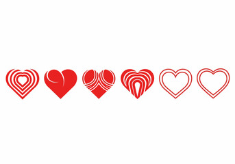 Red Heart Icons with Various Designs.