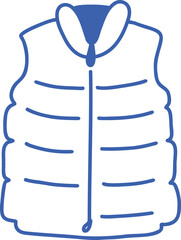 Hand drawn doodle winter puffer vest, blue outline vector illustration isolated on white background, warm sleeveless jacket clothes © Анастасия Терентьева