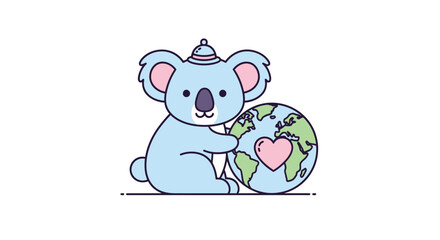 Fototapeta premium Koala with Earth and Heart