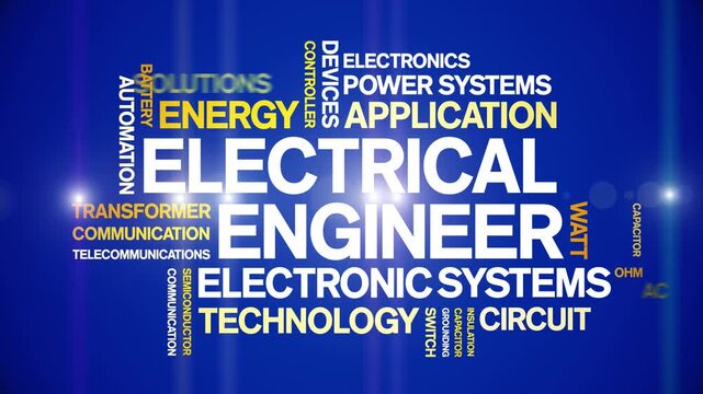 Electrical Engineer animated word cloud-text design animation tag kinetic typography seamless loop.