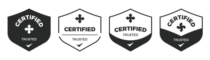 Certified trusted set badges, logos, patchs design element.