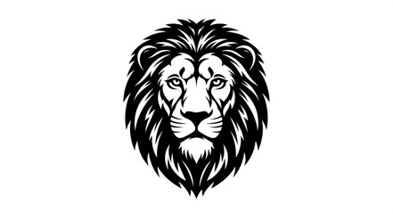 Fototapeta premium Majestic Lion Head Emblem Black and White Illustration.