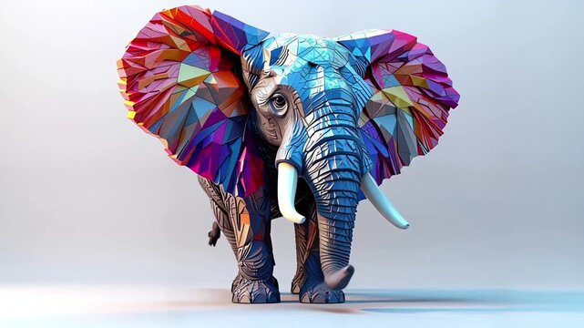 Colorful Elephant Statue with Artistic Design and Vibrant Paint.