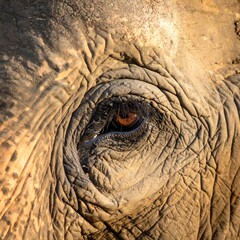 Fototapeta premium Elephants Intense Gaze - A Close-Up of Wisdom and Experience.