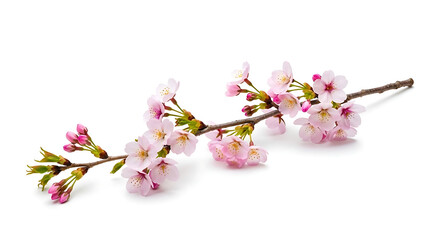 pink cherry blossom branch isolated on white background spring floral romantic concept