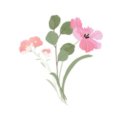 Fototapeta premium watercolor leaf and flower. Botanical illustration minimal style