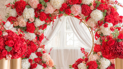 Main Subject Floral Arch Red White Pink Decor