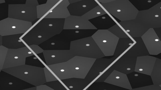 Geometric abstract composition with Voronoi cells, dots, and a white diamond