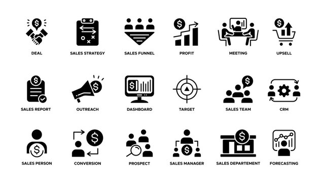 Sales Team icon pack glyph Vector Illustration editable
