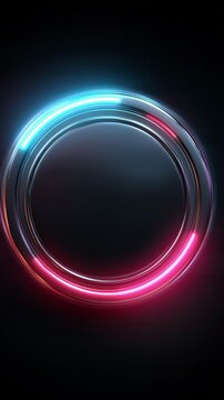 Button with Pink and Blue Neon Light Border. Cyber Interface, Futuristic Design, Digital Element.