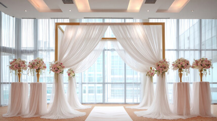 Wedding Ceremony Arch Draped Fabric Venue Backdrop