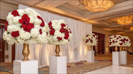 Main Subject Centerpiece Flower Arrangement in Hotel Ballroom