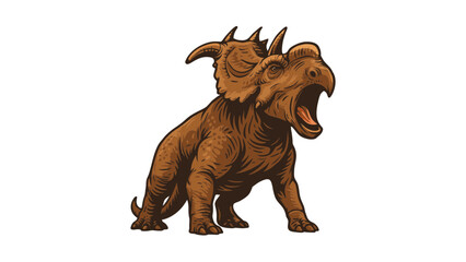 Styracosaurus Dinosaur Illustration Cartoon Style Isolated © Andri