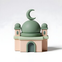 mosque 3d rendering isolated on white background cartoon plastic style icon