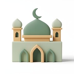mosque 3d rendering isolated on white background cartoon plastic style icon