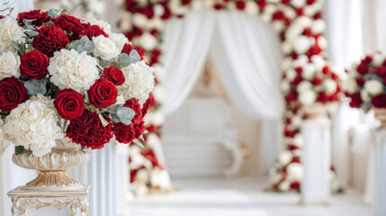 Romantic Red and White Floral Wedding Decor