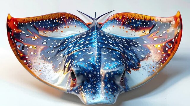 Stunning close-up view of a colorful stingray with unique patterns and textures.