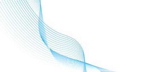 Fototapeta premium Abstract blue smooth waves on white background.Vector illustration.