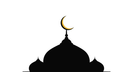 Islamic mosque with a crescent moon a striking silhouette © FARABI