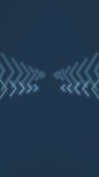 Neon arrows converge within a blue tunnel-like gradient