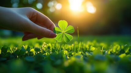 Fototapeta premium Four leaf clover isolated on white background, Lucky clover leaves with four leaf,Clover flowers background,Patricks day,St. Patrick s day,Good luck,Vector flat illustration.