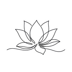 Minimalist Lotus Flower Line Art, Continuous Line Drawing, Zen Symbol