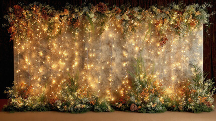 Decor Backdrop with Fairy Lights and Florals